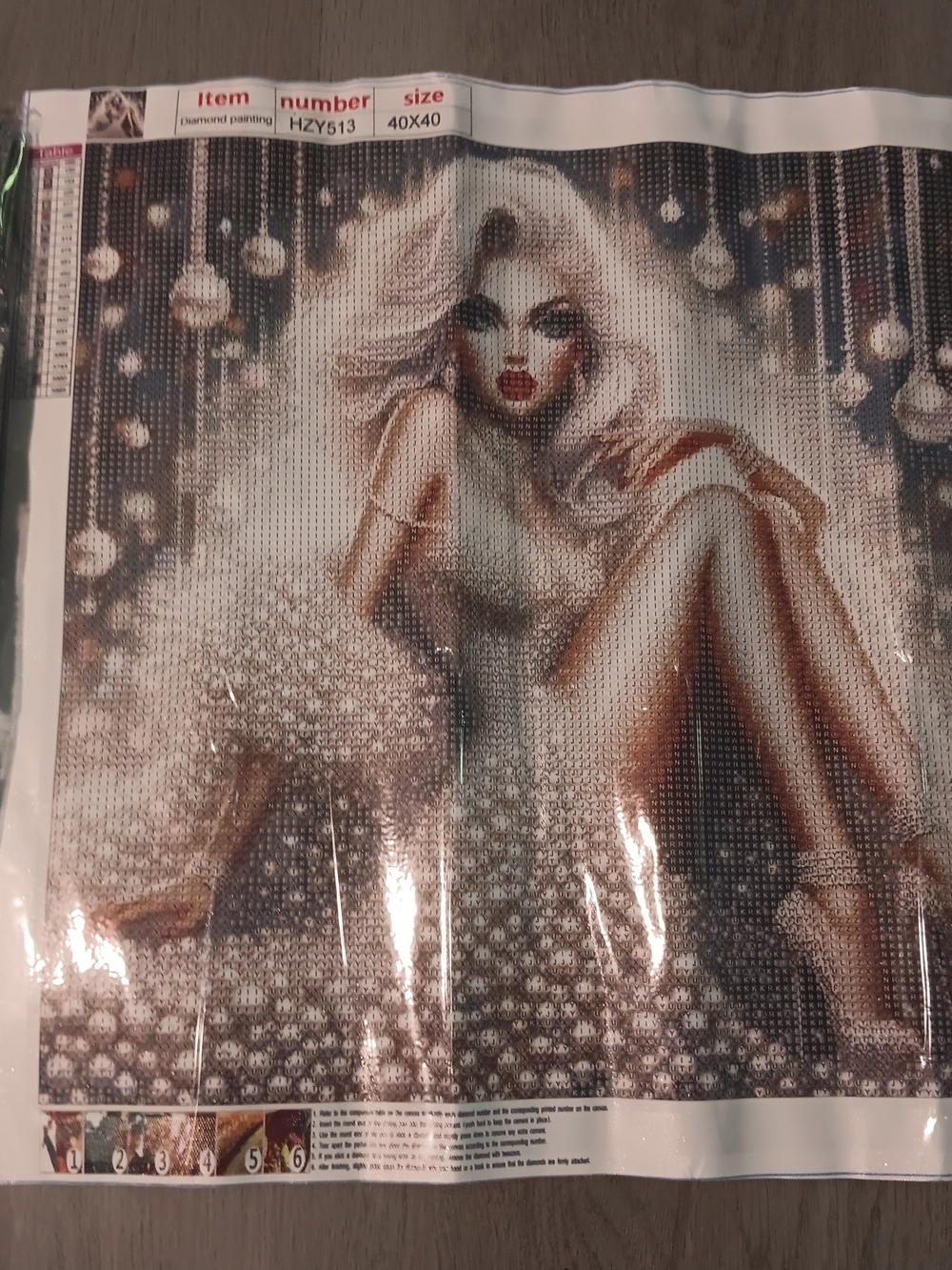 Glamorous Seated Woman Diamond Art Painting Canvas Kit - 40x40